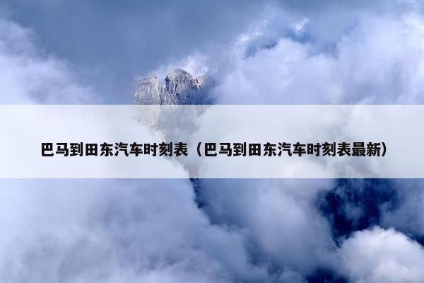 巴马到田东汽车时刻表（巴马到田东汽车时刻表最新）