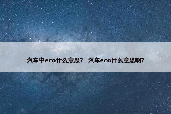 汽车中eco什么意思？ 汽车eco什么意思啊？