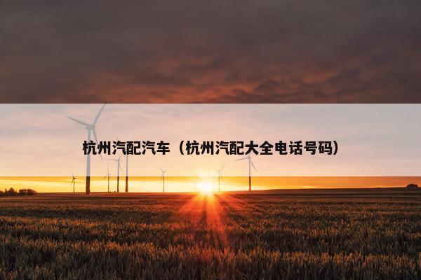杭州汽配汽车（杭州汽配大全电话号码）