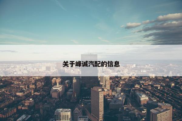 关于峰诚汽配的信息