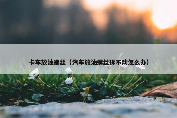 卡车放油螺丝（汽车放油螺丝拆不动怎么办）