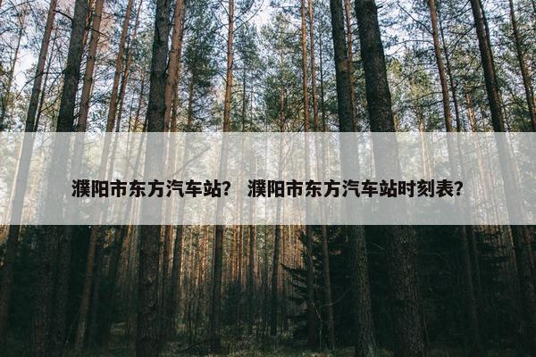 濮阳市东方汽车站？ 濮阳市东方汽车站时刻表？