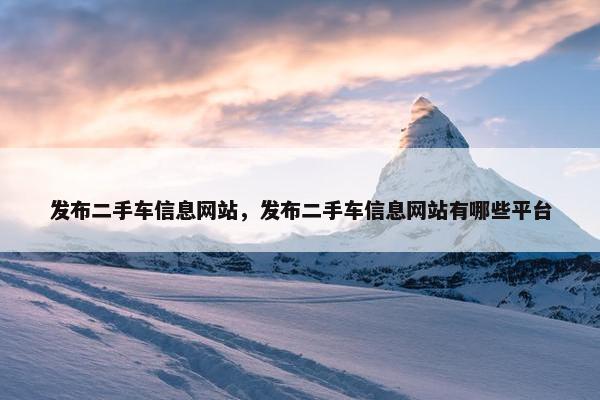 发布二手车信息网站，发布二手车信息网站有哪些平台