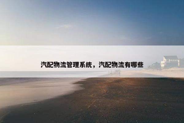 汽配物流管理系统，汽配物流有哪些