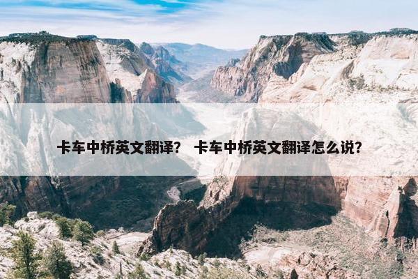 卡车中桥英文翻译？ 卡车中桥英文翻译怎么说？
