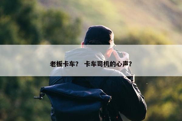 老板卡车？ 卡车司机的心声？