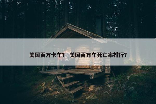 美国百万卡车？ 美国百万车死亡率排行？