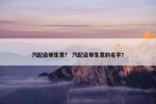 汽配店带生意？ 汽配店带生意的名字？