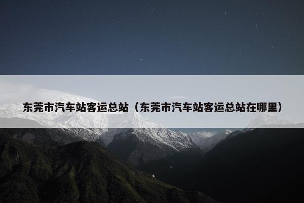 东莞市汽车站客运总站（东莞市汽车站客运总站在哪里）