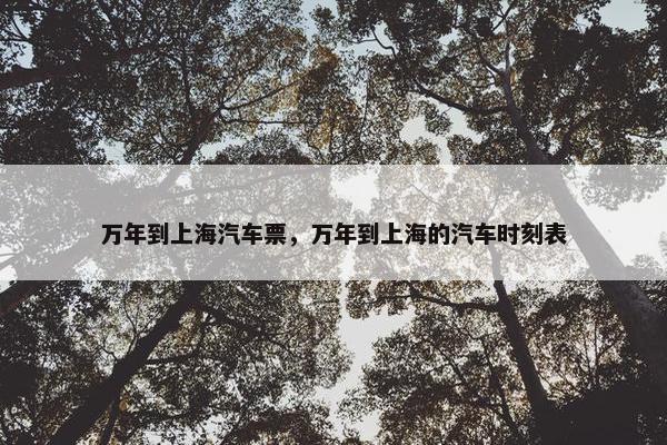 万年到上海汽车票，万年到上海的汽车时刻表