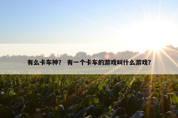 有么卡车神？ 有一个卡车的游戏叫什么游戏？