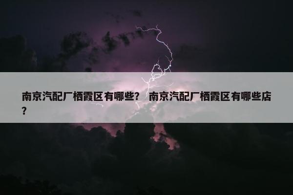 南京汽配厂栖霞区有哪些？ 南京汽配厂栖霞区有哪些店？