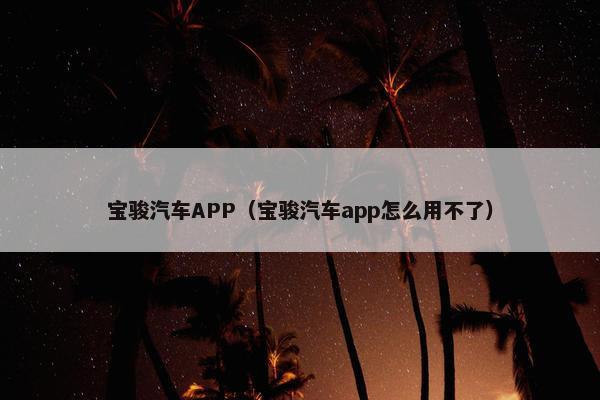 宝骏汽车APP（宝骏汽车app怎么用不了）