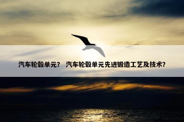 汽车轮毂单元？ 汽车轮毂单元先进锻造工艺及技术？