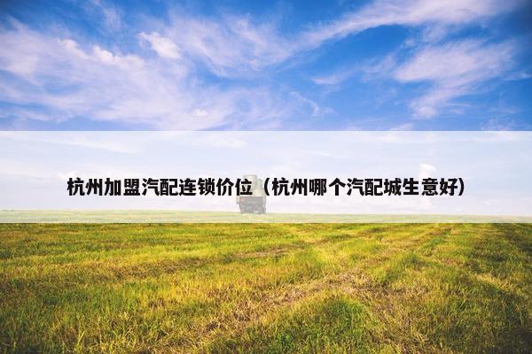 杭州加盟汽配连锁价位（杭州哪个汽配城生意好）