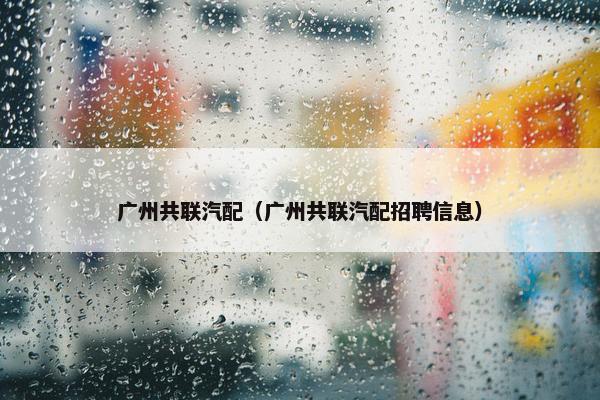 广州共联汽配（广州共联汽配招聘信息）