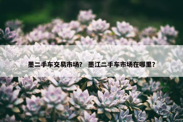 墨二手车交易市场？ 墨江二手车市场在哪里？