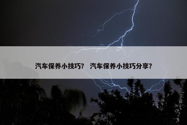 汽车保养小技巧？ 汽车保养小技巧分享？