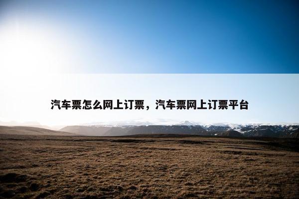 汽车票怎么网上订票，汽车票网上订票平台