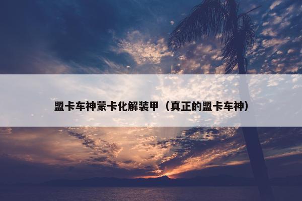 盟卡车神蒙卡化解装甲（真正的盟卡车神）