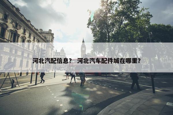 河北汽配信息？ 河北汽车配件城在哪里？