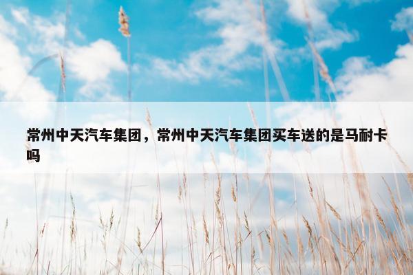 常州中天汽车集团，常州中天汽车集团买车送的是马耐卡吗