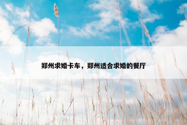 郑州求婚卡车，郑州适合求婚的餐厅