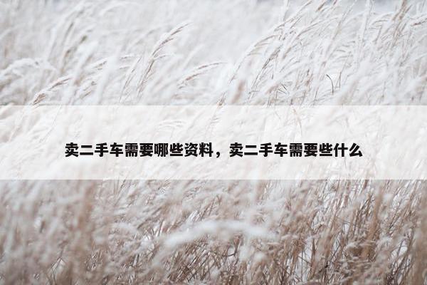 卖二手车需要哪些资料，卖二手车需要些什么
