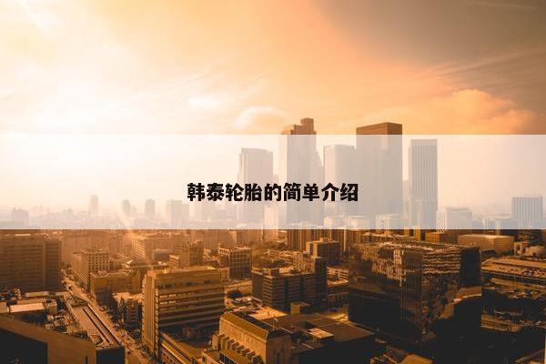 韩泰轮胎的简单介绍