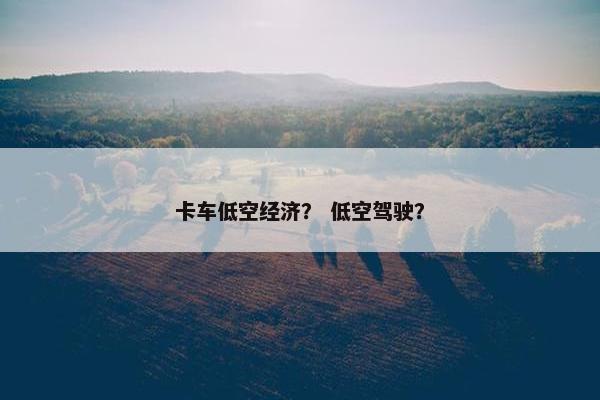 卡车低空经济？ 低空驾驶？