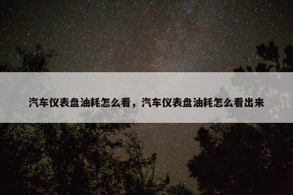 汽车仪表盘油耗怎么看，汽车仪表盘油耗怎么看出来