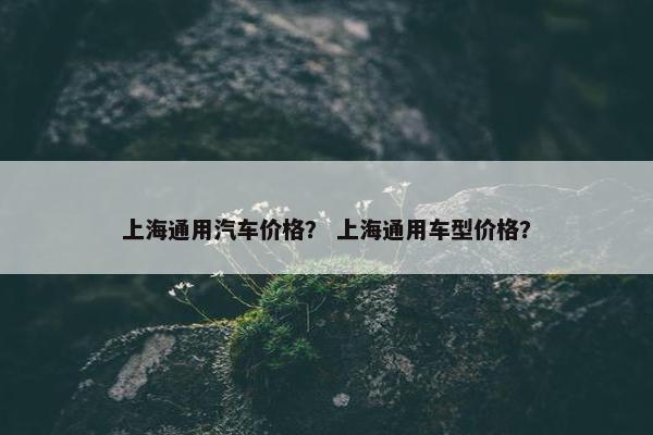 上海通用汽车价格？ 上海通用车型价格？