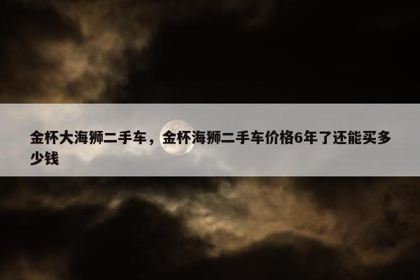 金杯大海狮二手车，金杯海狮二手车价格6年了还能买多少钱