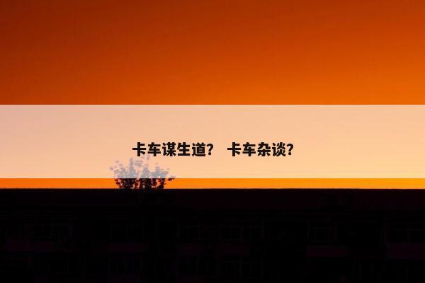 卡车谋生道？ 卡车杂谈？