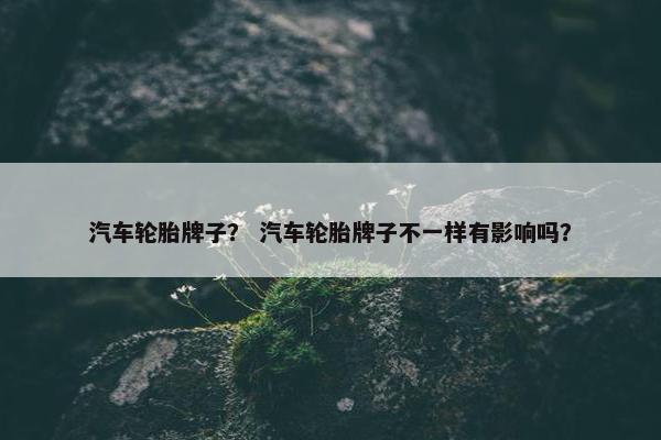 汽车轮胎牌子？ 汽车轮胎牌子不一样有影响吗？