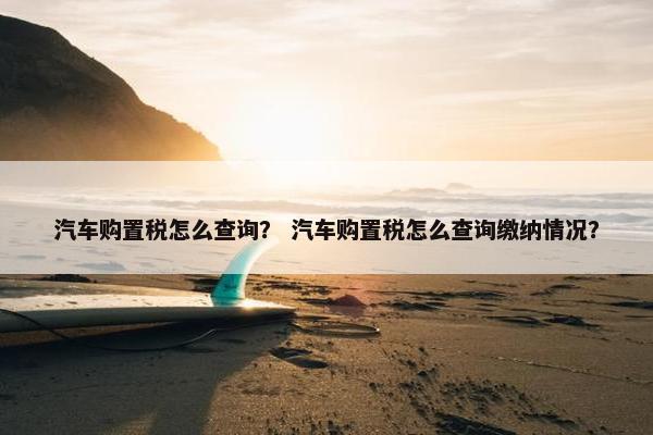 汽车购置税怎么查询？ 汽车购置税怎么查询缴纳情况？
