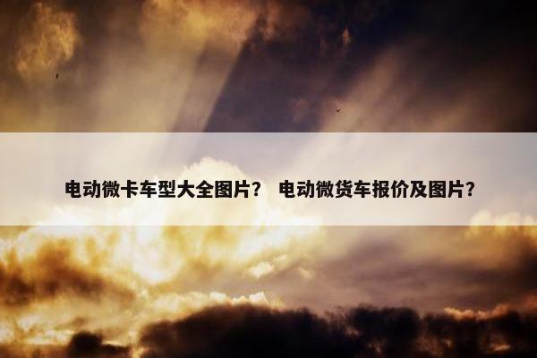 电动微卡车型大全图片？ 电动微货车报价及图片？