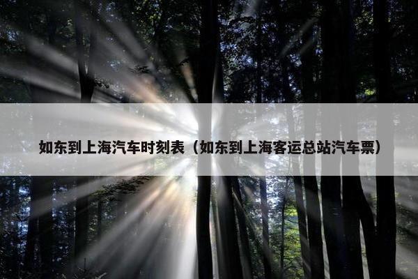 如东到上海汽车时刻表（如东到上海客运总站汽车票）
