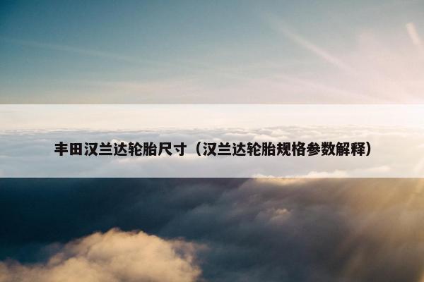 丰田汉兰达轮胎尺寸（汉兰达轮胎规格参数解释）