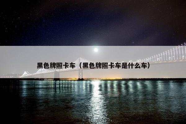 黑色牌照卡车（黑色牌照卡车是什么车）