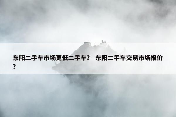 东阳二手车市场更低二手车？ 东阳二手车交易市场报价？