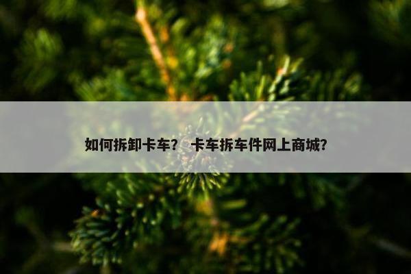 如何拆卸卡车？ 卡车拆车件网上商城？