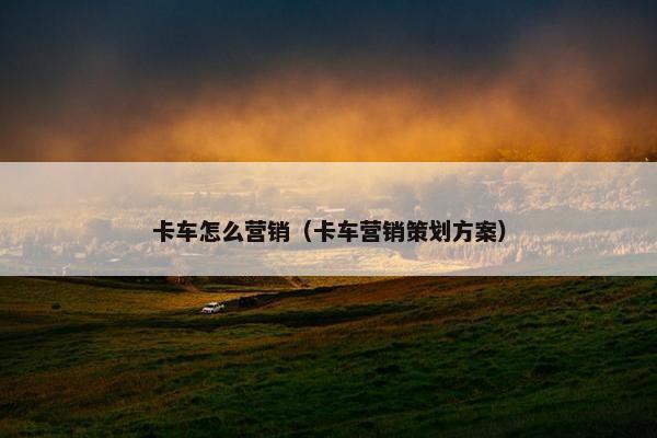 卡车怎么营销（卡车营销策划方案）