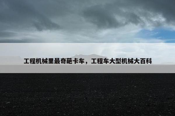 工程机械里最奇葩卡车，工程车大型机械大百科