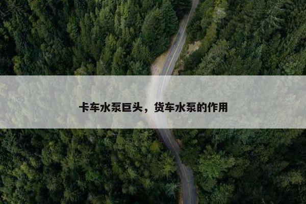 卡车水泵巨头，货车水泵的作用