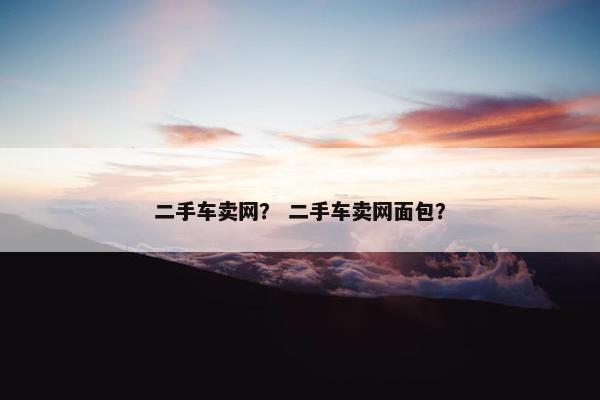 二手车卖网？ 二手车卖网面包？