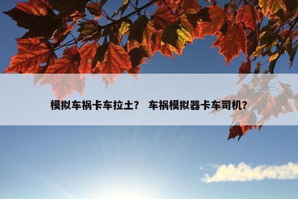 模拟车祸卡车拉土？ 车祸模拟器卡车司机？