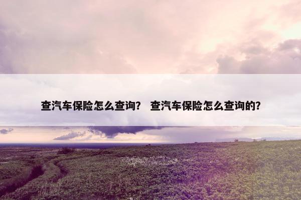 查汽车保险怎么查询？ 查汽车保险怎么查询的？