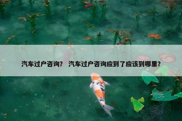 汽车过户咨询？ 汽车过户咨询应到了应该到哪里？