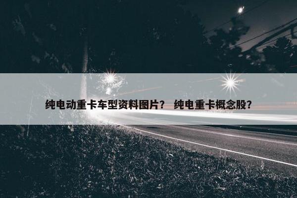 纯电动重卡车型资料图片？ 纯电重卡概念股？